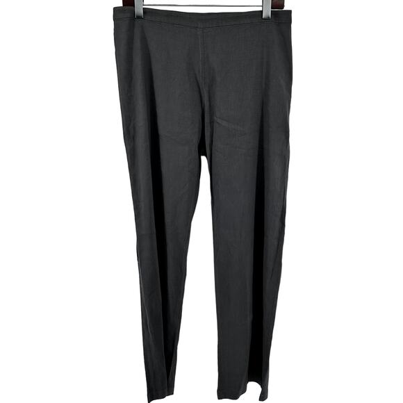 Eileen Fisher Linen Pants Wide Leg Side Zip Button Closure Gray 8 34"x31" - Picture 1 of 7